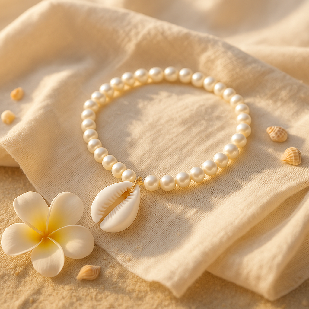 Pearl and Cowrie Shell Anklet