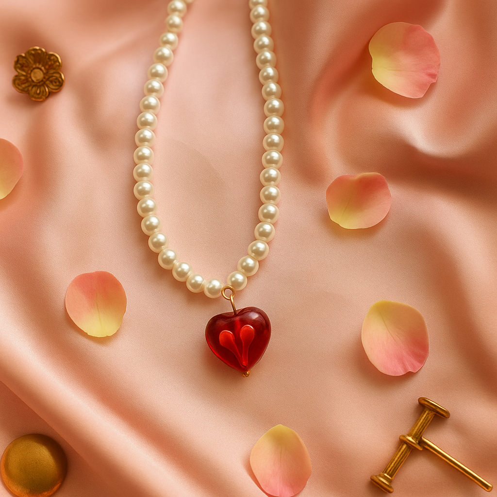 Crimson Heart Pearl Necklace