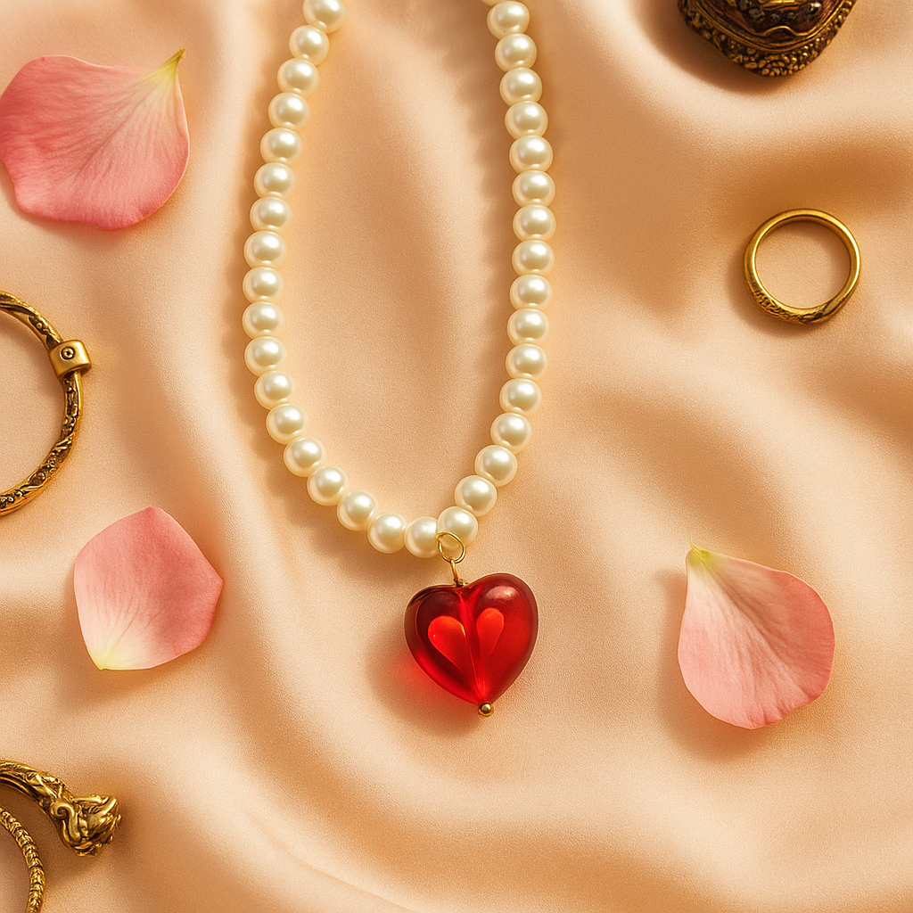 Crimson Heart Pearl Necklace
