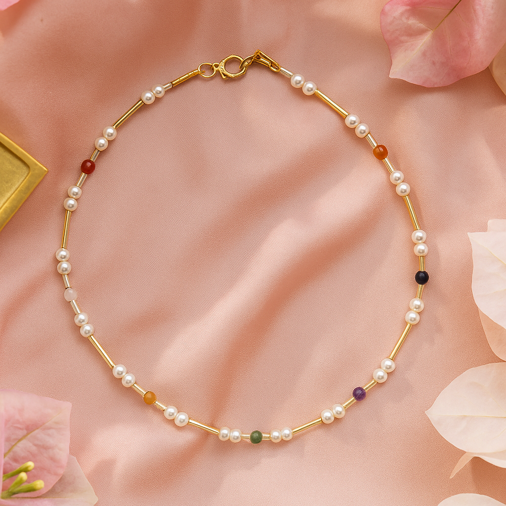 Crystal Beads and Pearl Choker Necklace
