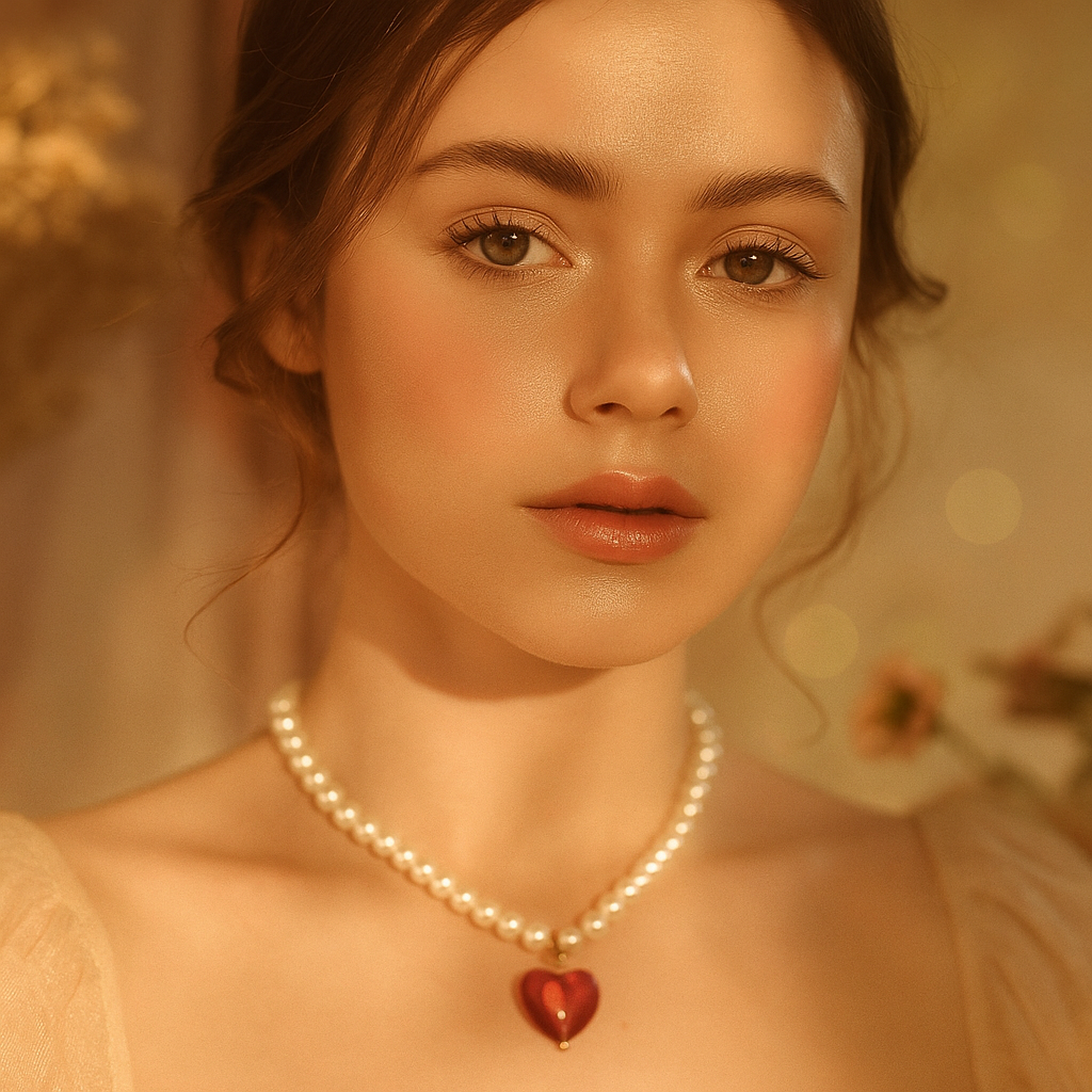 Crimson Heart Pearl Necklace