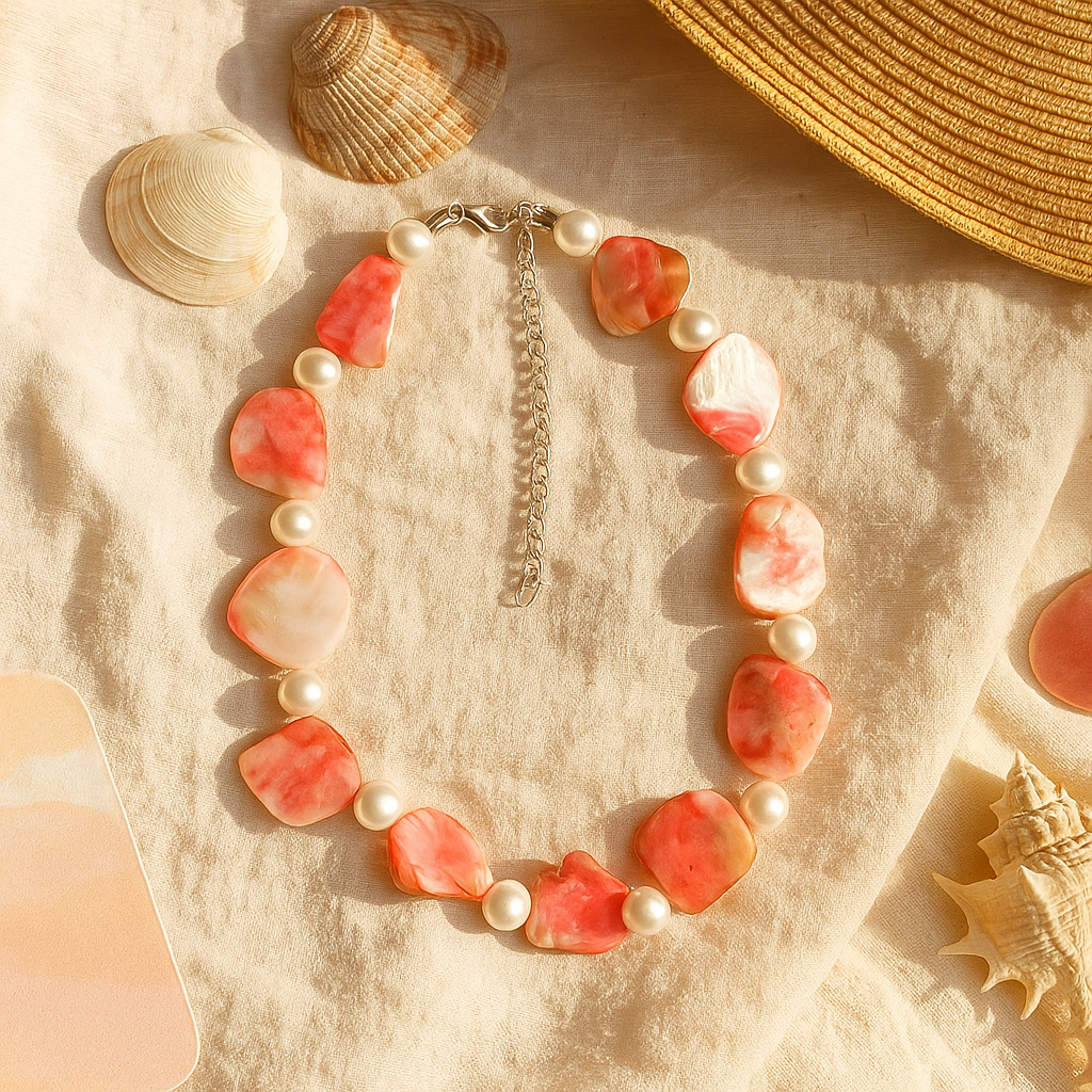 Coral Glow Pearl Necklace
