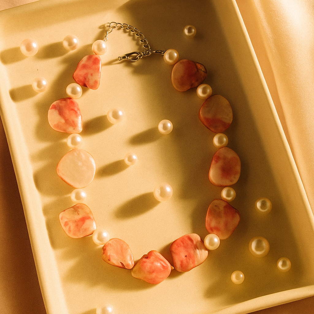 Coral Glow Pearl Necklace