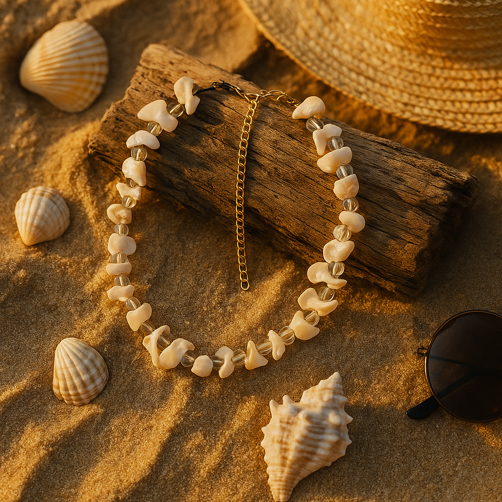 Ocean Drift Mother of Pearl and Clear Quartz Necklace