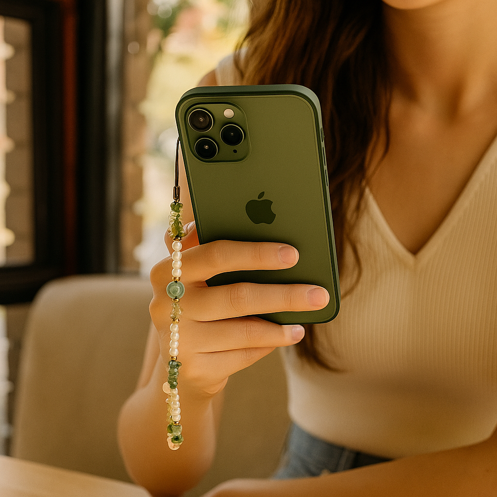 Green Aura Peridot Crystal Phone Charm