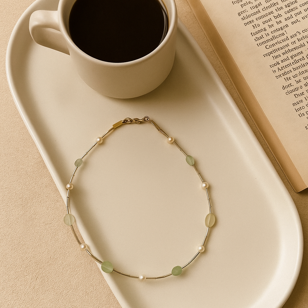 Green Aventurine & Natural Pearl Choker Necklace