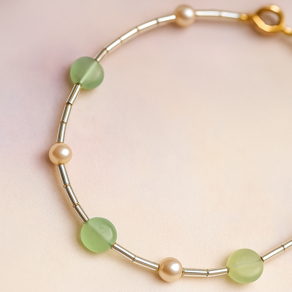 Green Aventurine & Natural Pearl Choker Necklace