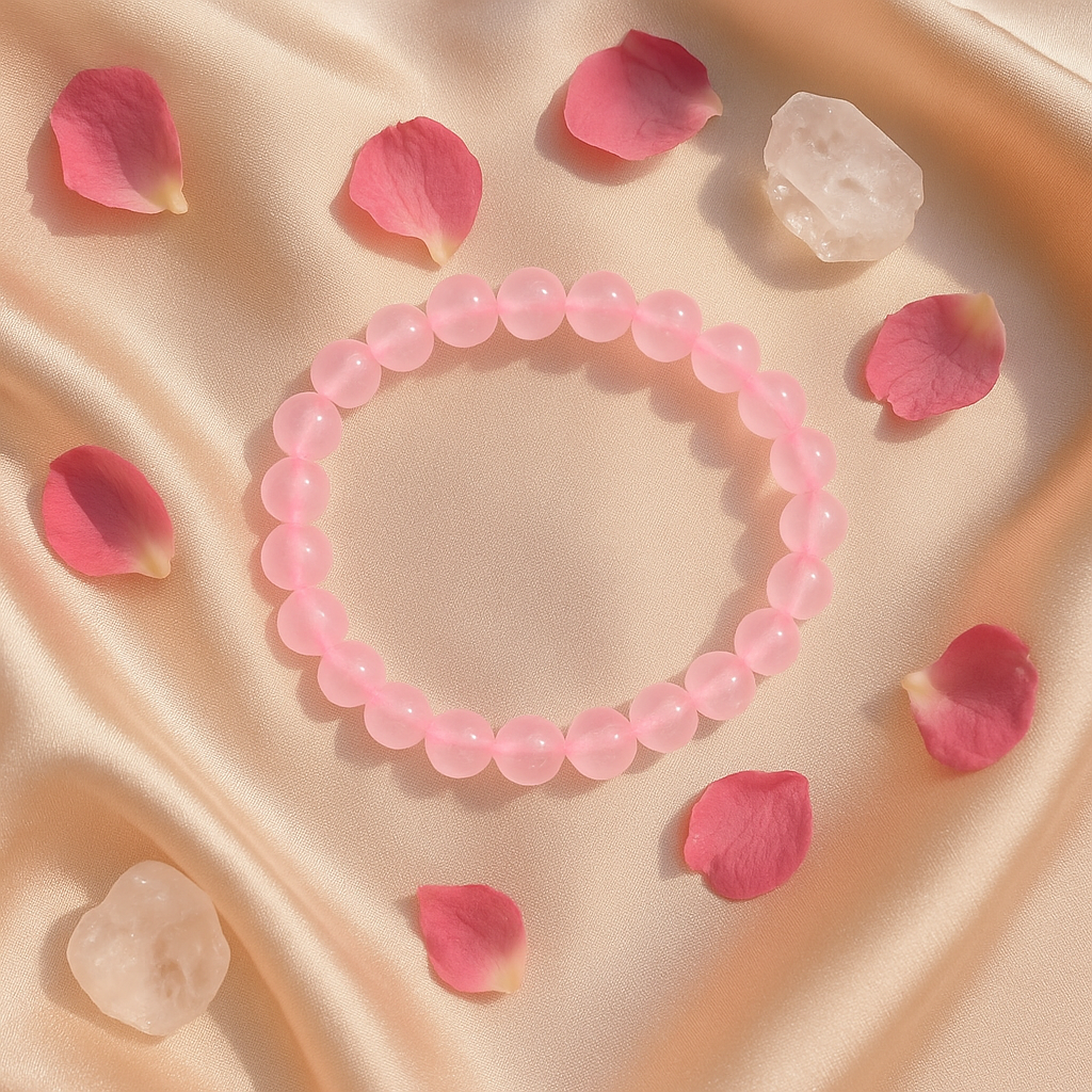 Rose Quartz Round Beads Bracelet - 8 mm