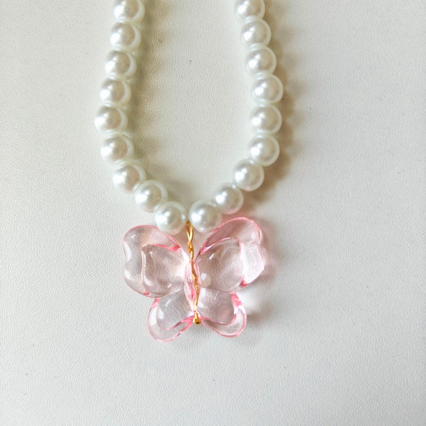 Butterfly Glass Pearl Necklace