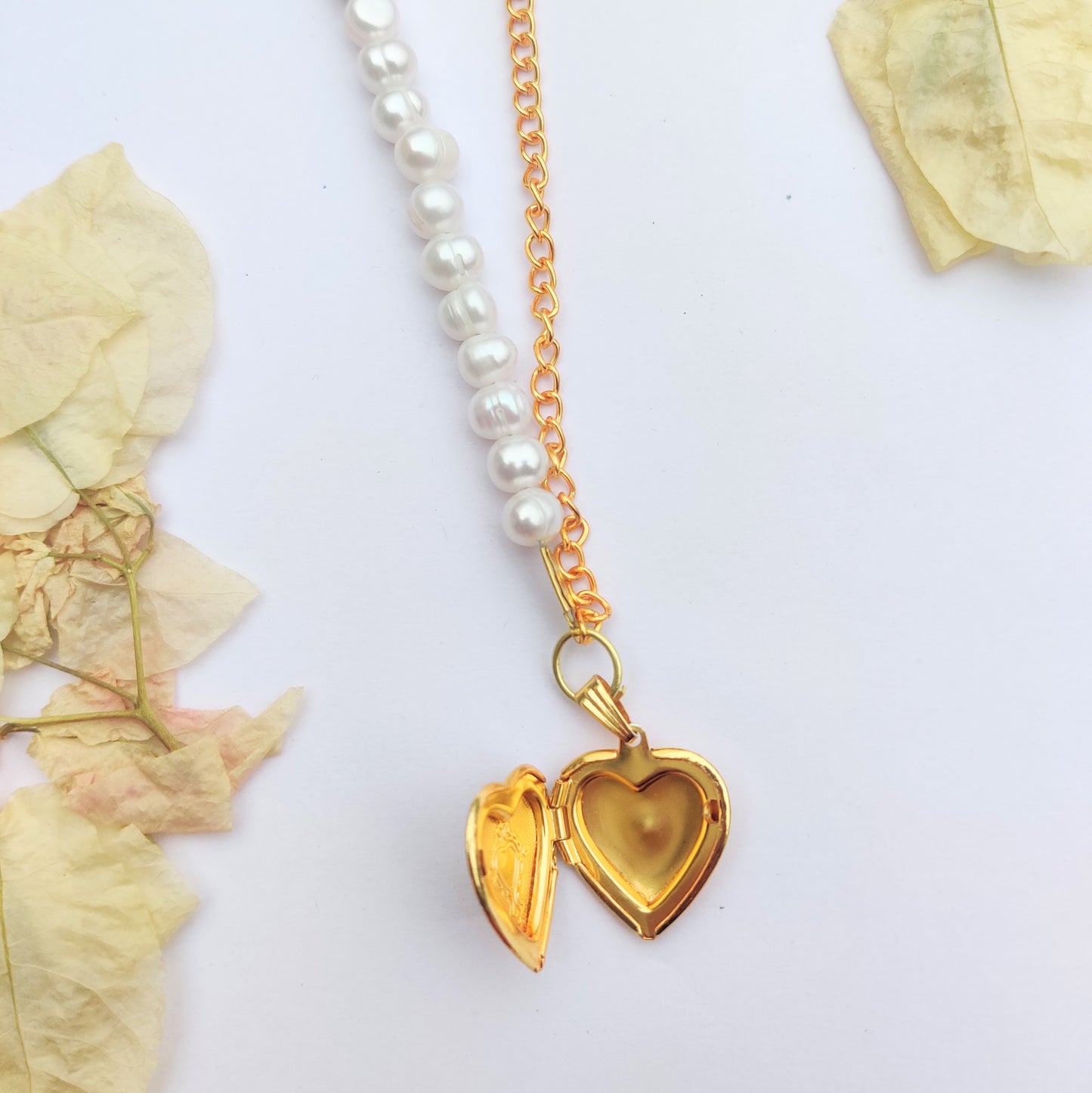 Forever Yours Golden Locket with Pearls Necklace