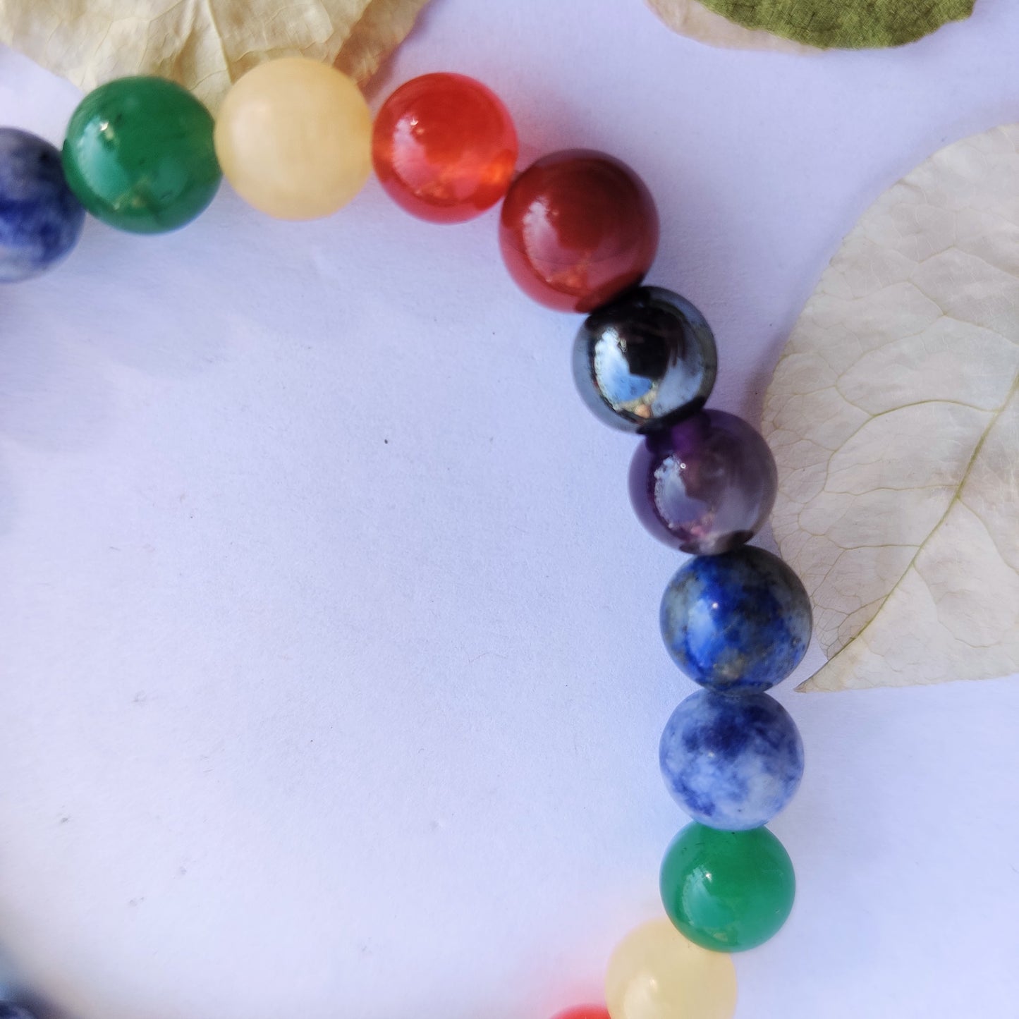 7 Chakra Round Beads Bracelet - 8mm