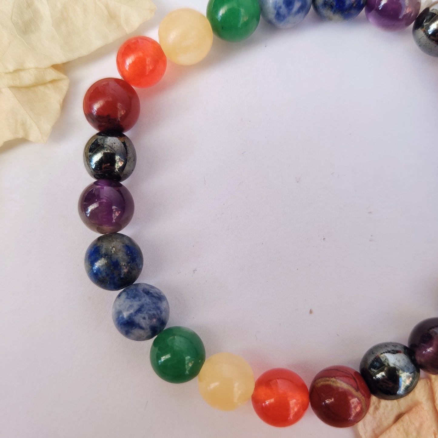 7 Chakra Round Beads Bracelet - 8mm