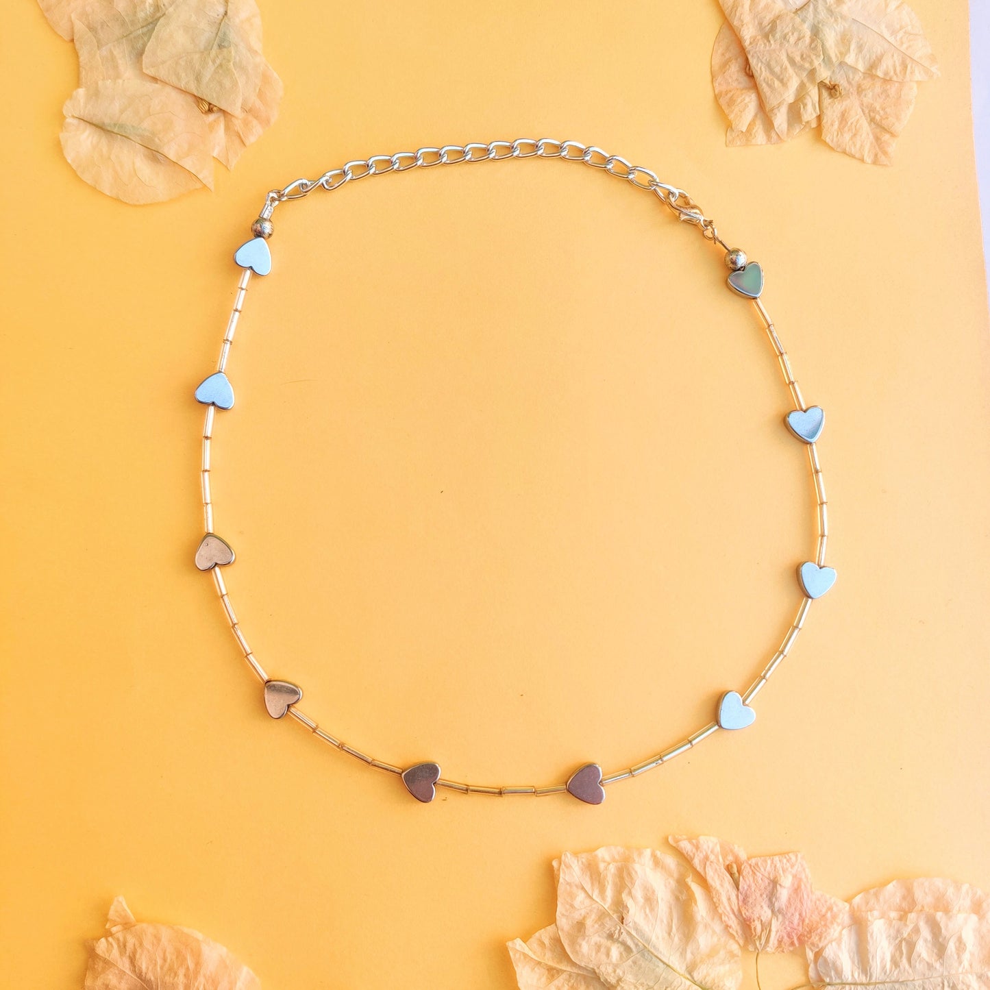 Hematite Hearts Choker Necklace
