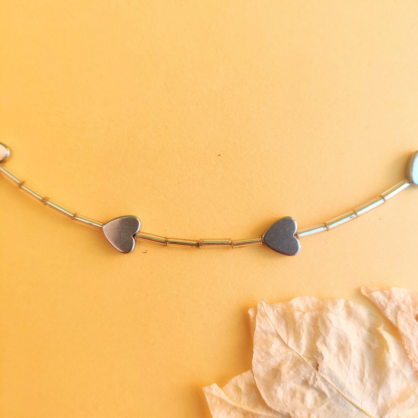 Hematite Hearts Choker Necklace
