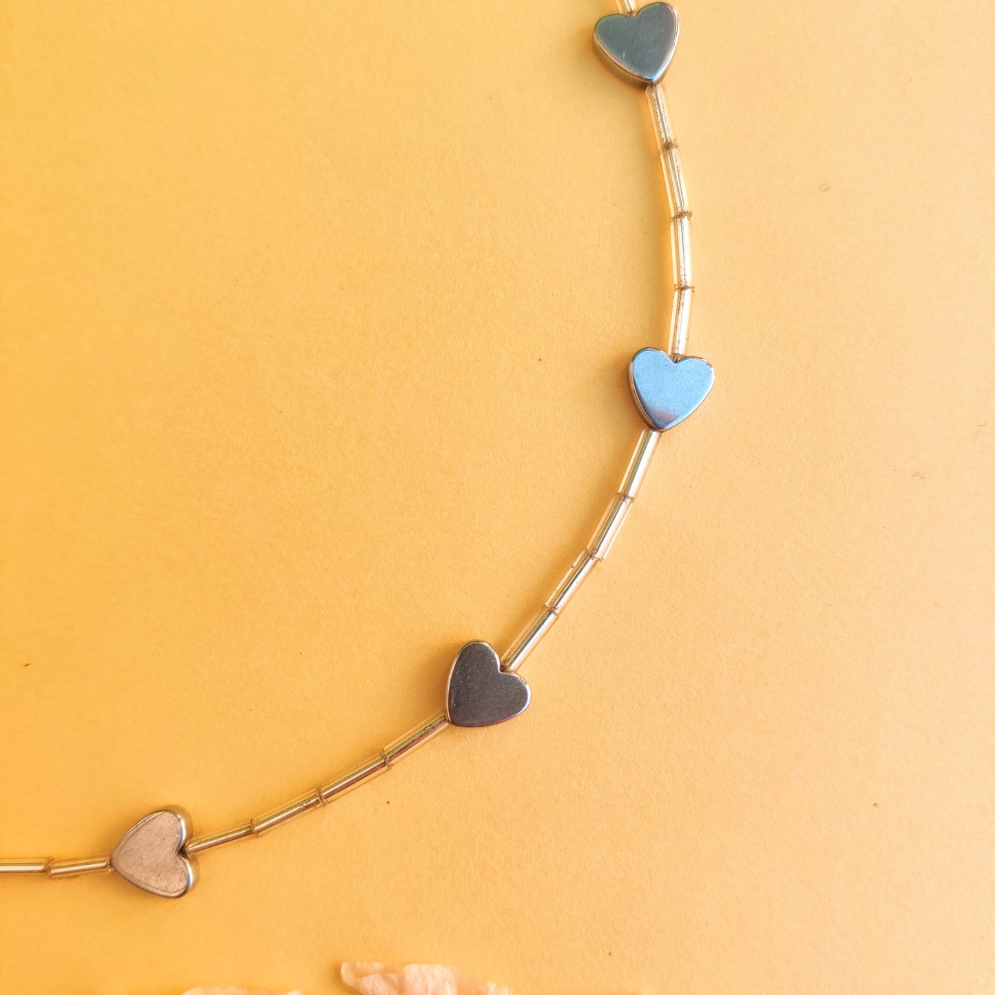 Hematite Hearts Choker Necklace