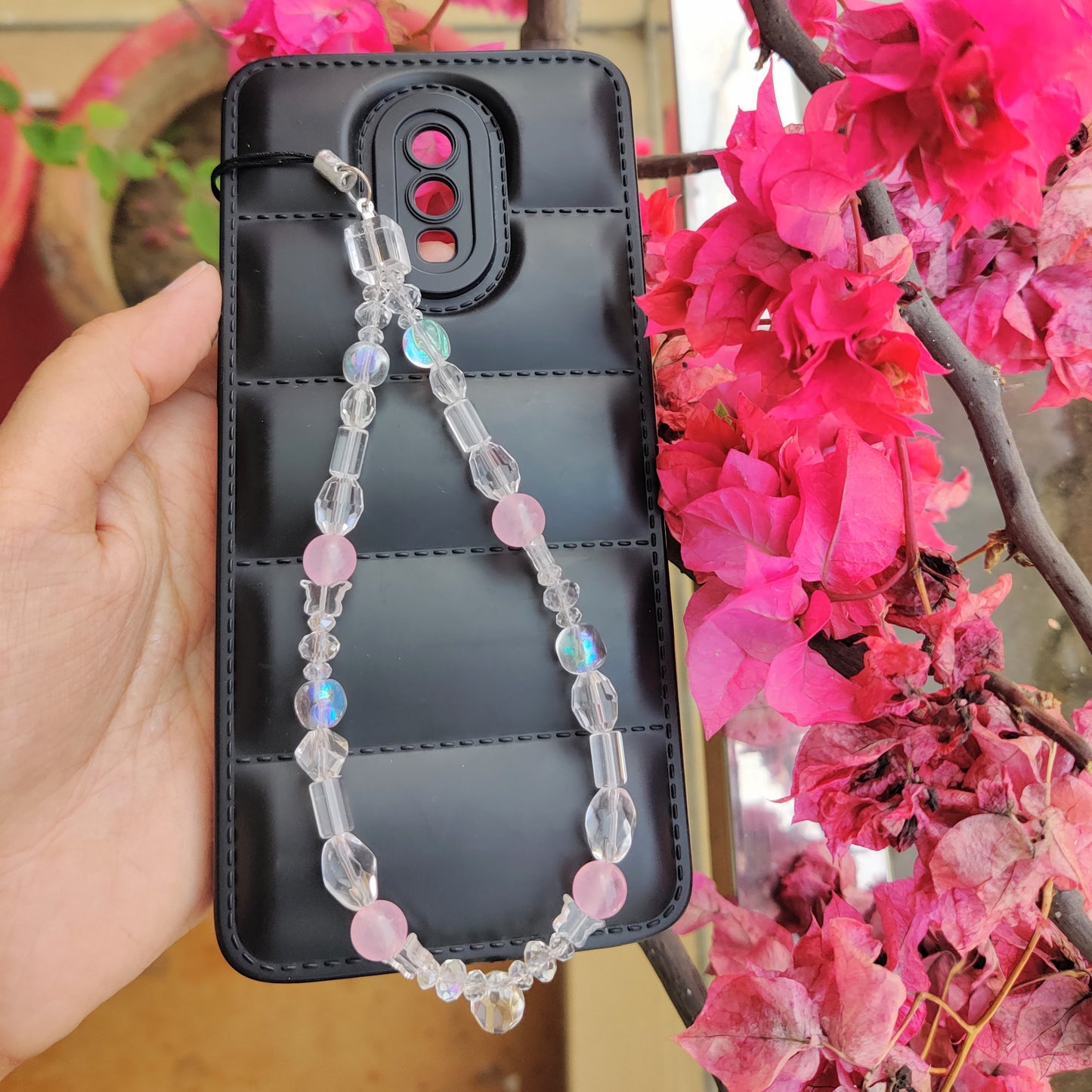 Pink Crystal Glass Suncatcher Phone Charm