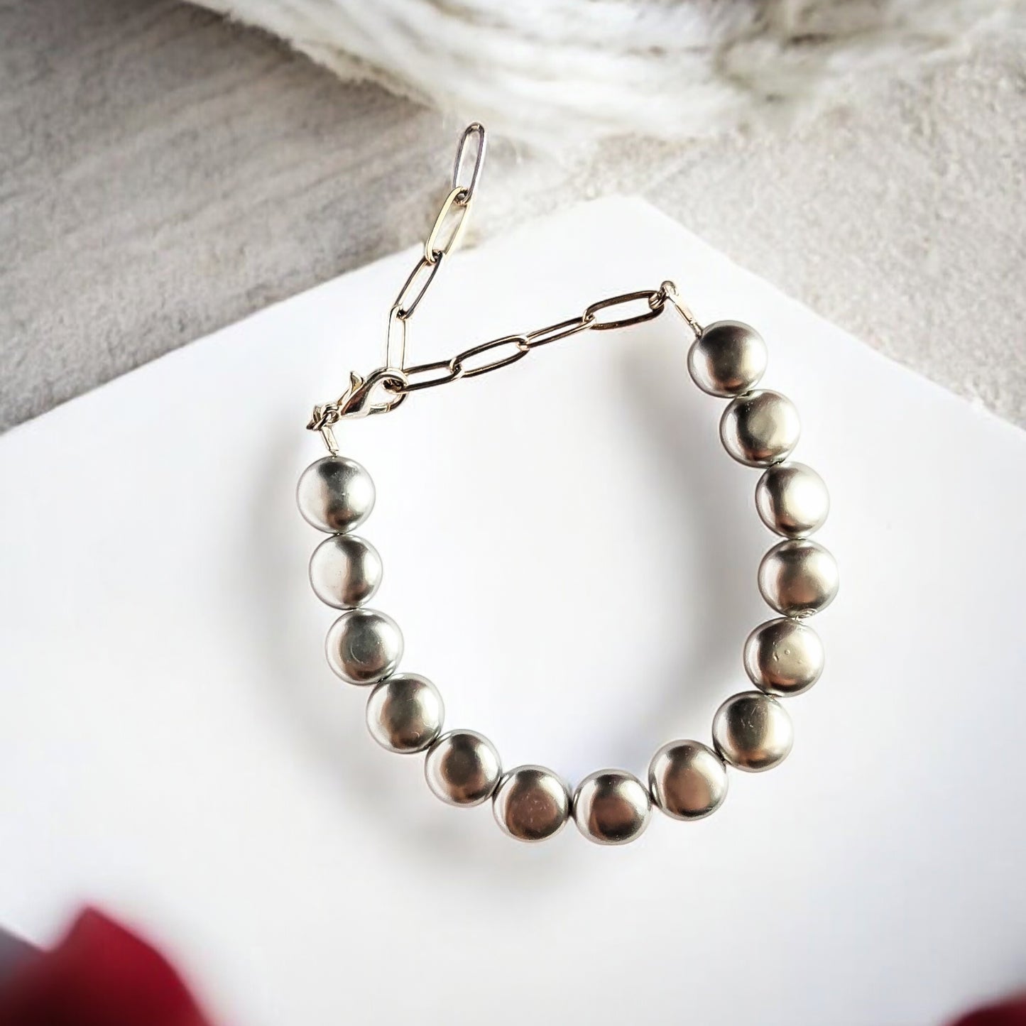 Silver Mist Grey Pearls Bracelet
