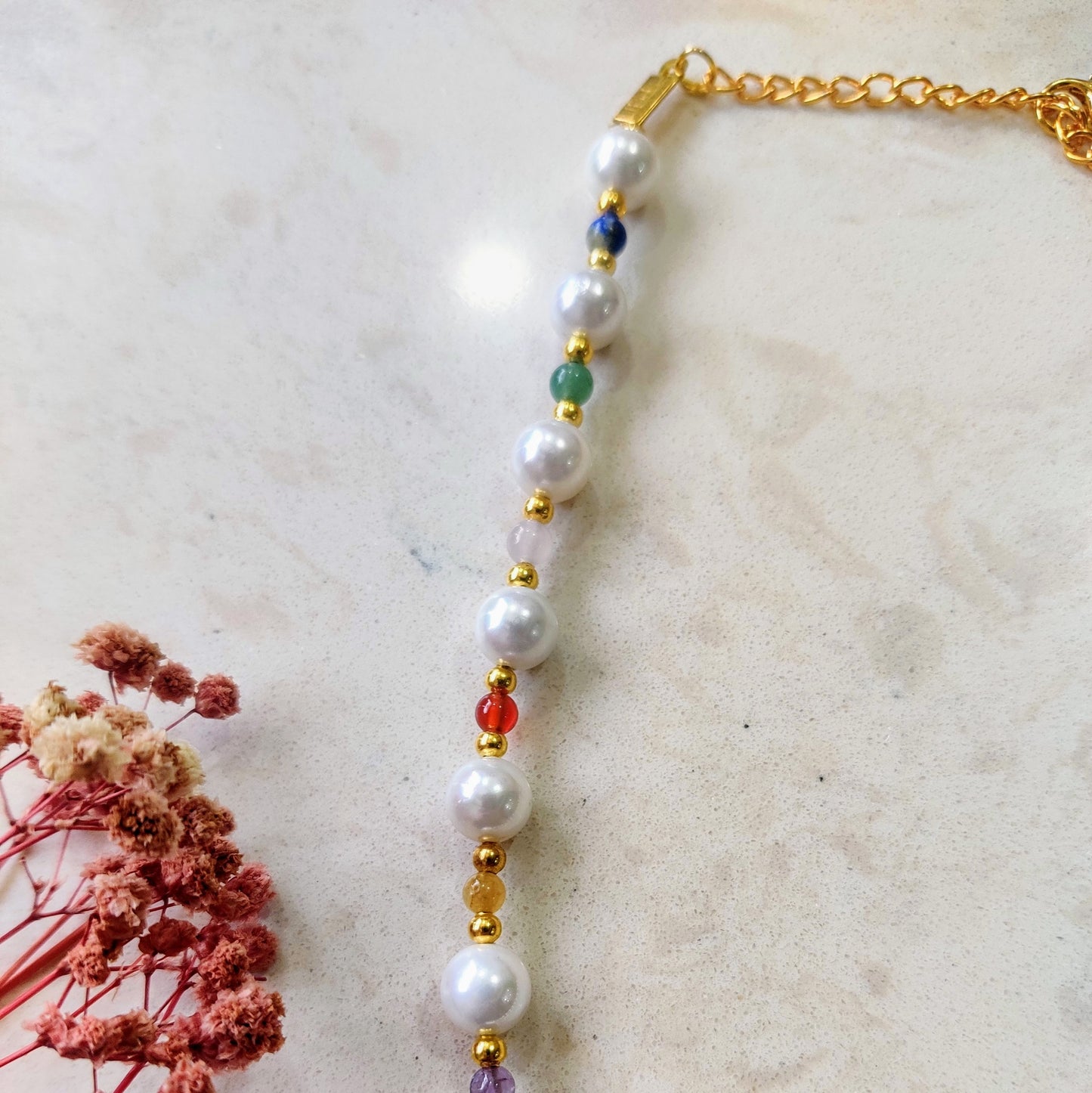 Celestial Harmony Natural Pearls and Crystals Necklace