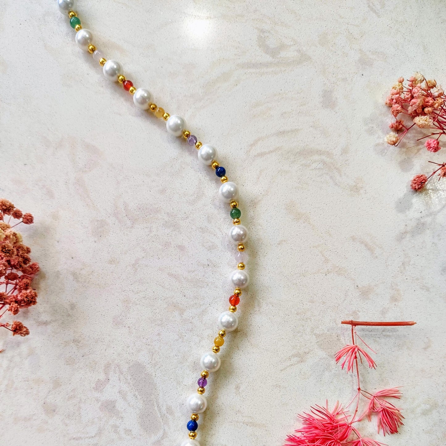 Celestial Harmony Natural Pearls and Crystals Necklace