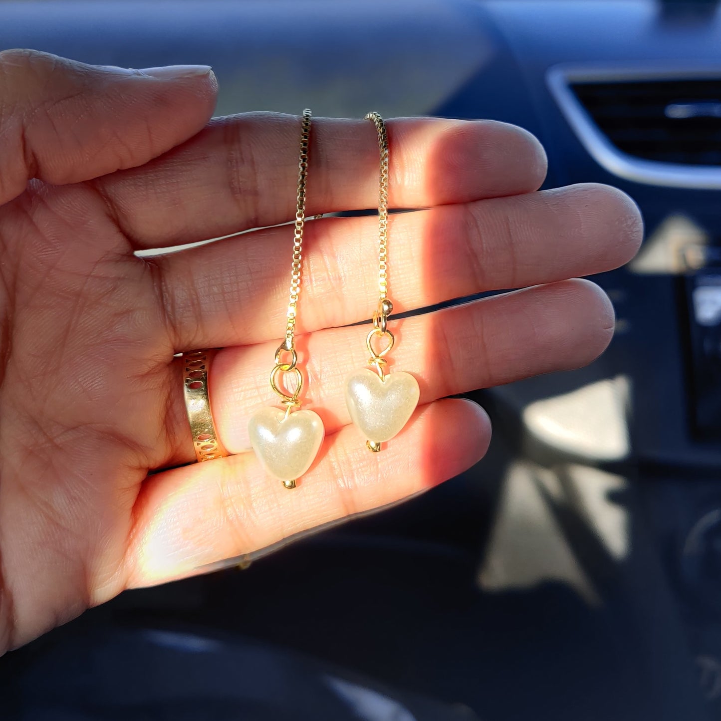 Stealing Hearts Pearl Threader Earrings