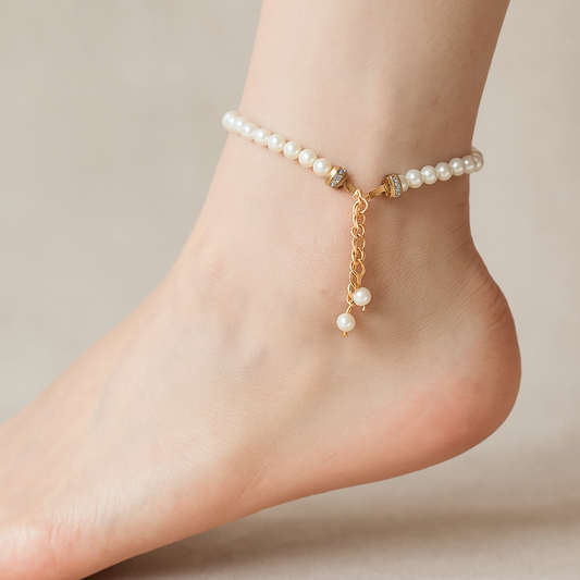 Golden Glow Pearl Anklet