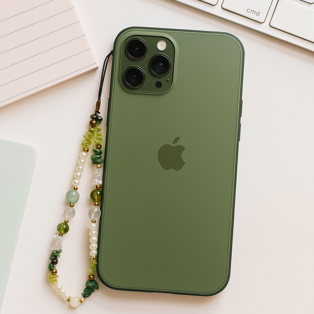 Green Aura Peridot Crystal Phone Charm