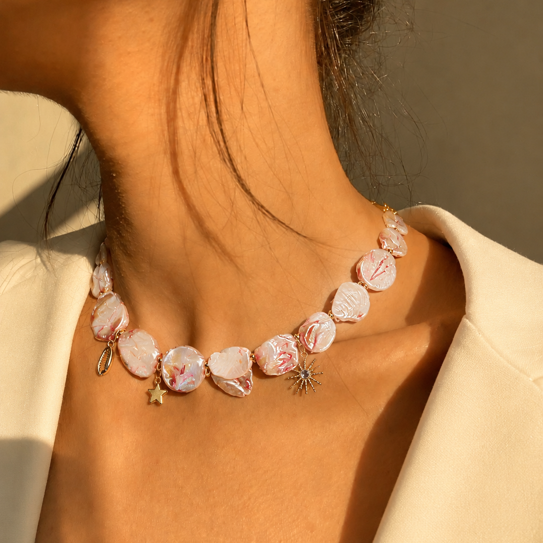 Amalfi Blush Pink Mother of Pearl Necklace