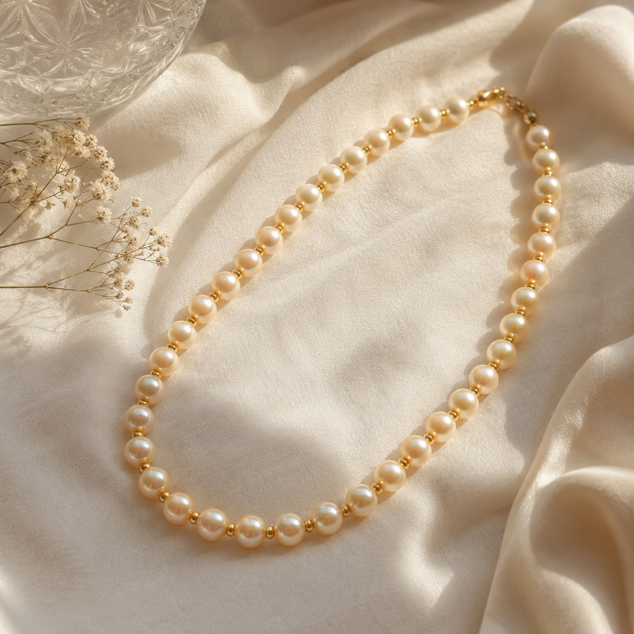 Golden Mogra Pearl Necklace