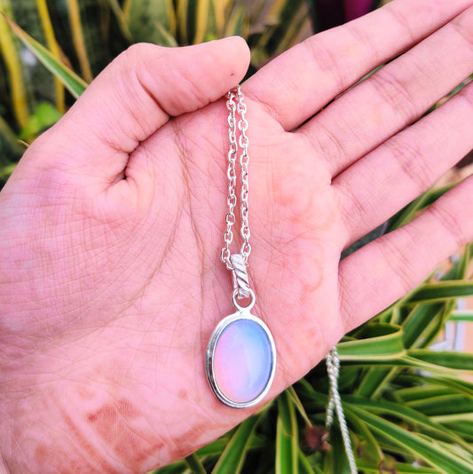 Round Opal Pendant Necklace