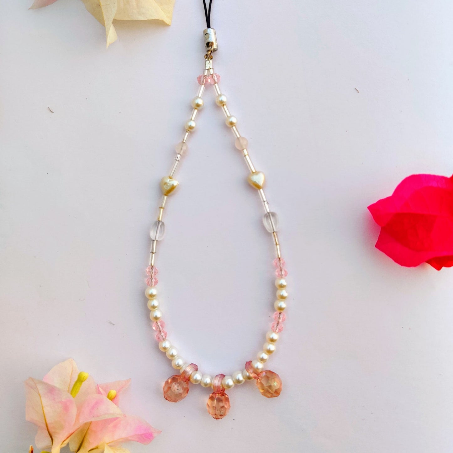 Pearl Phone Charm with Pink Highlights