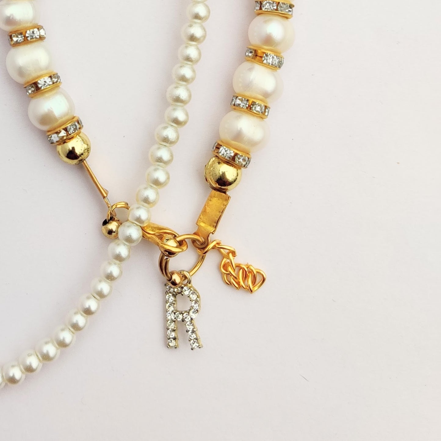 Luxurious Pearl Bracelet with Initial Charm