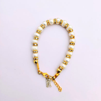 Luxurious Pearl Bracelet with Initial Charm
