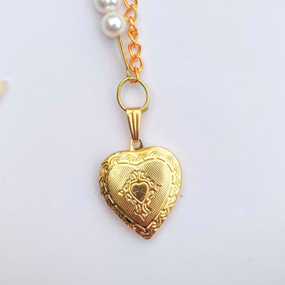 Forever Yours Golden Locket with Pearls Necklace