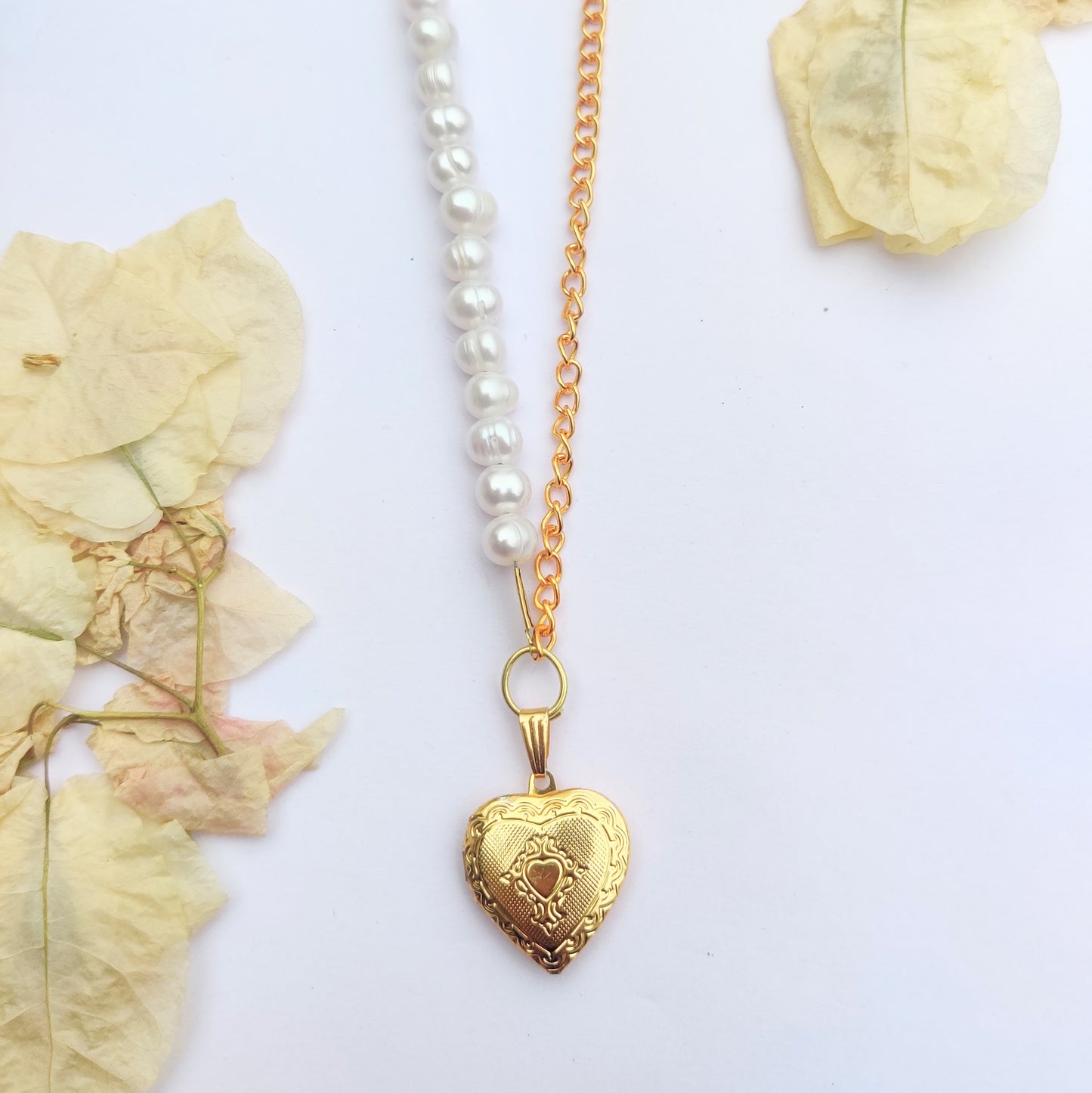 Forever Yours Golden Locket with Pearls Necklace