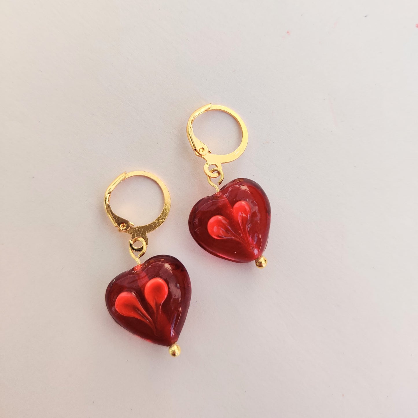 Red Heart Huggies Earrings