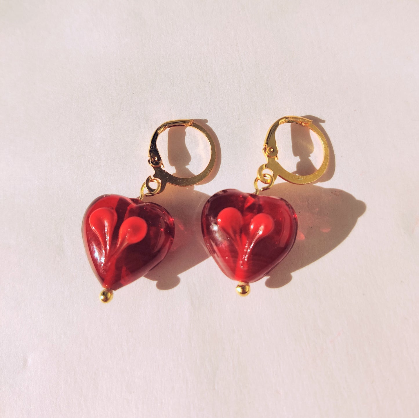 Red Heart Huggies Earrings