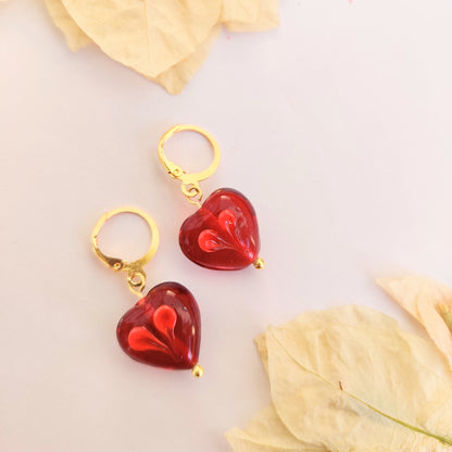 Red Heart Huggies Earrings