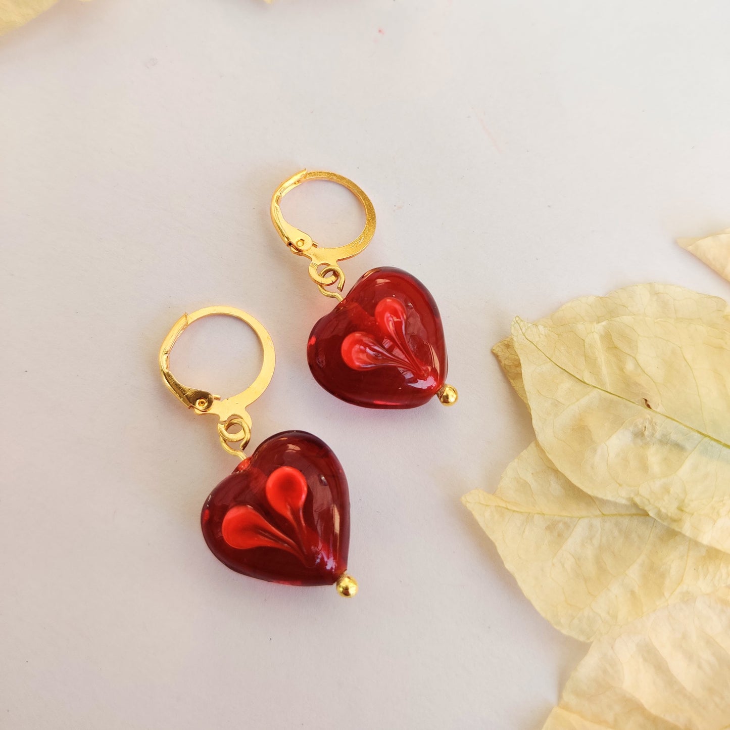 Red Heart Huggies Earrings