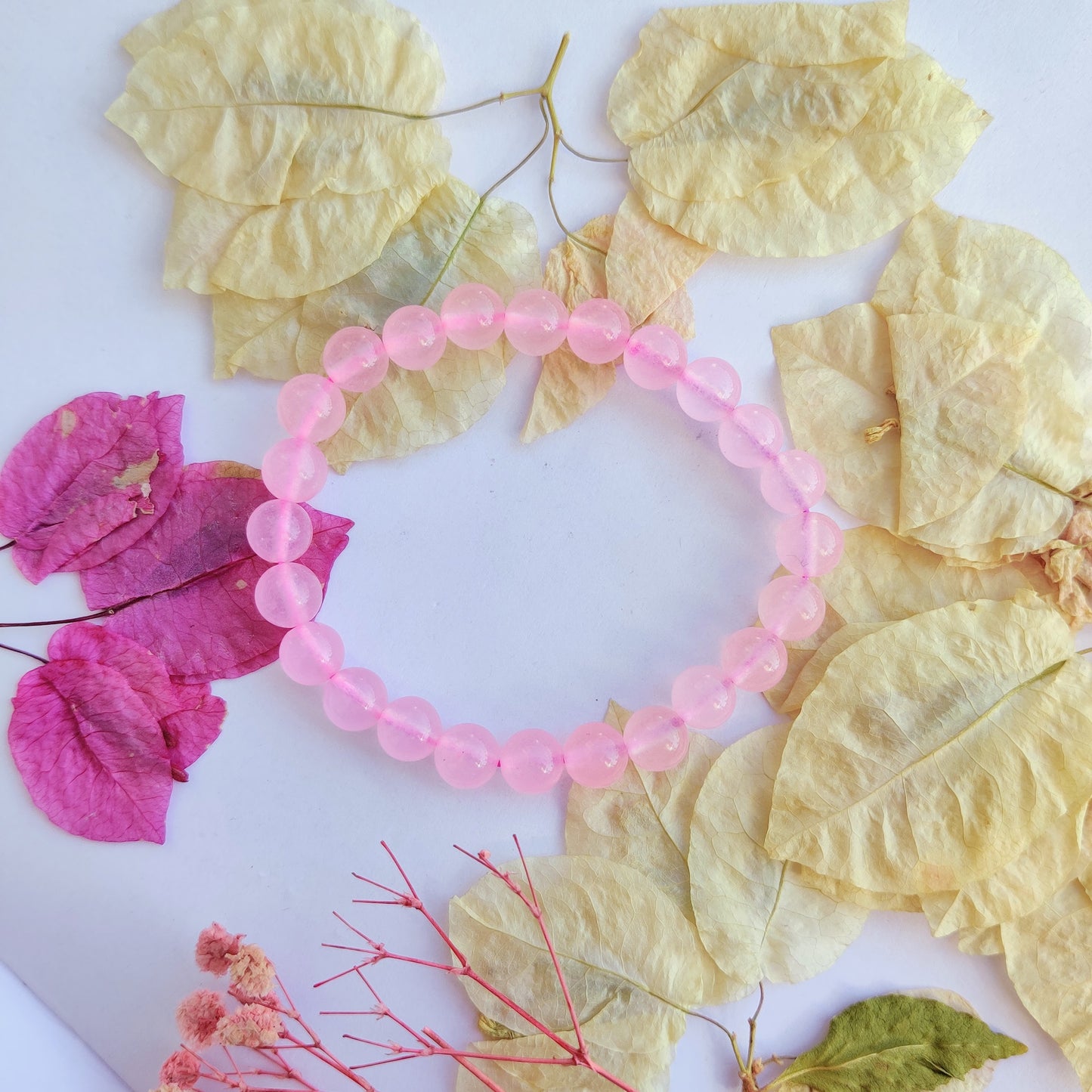 Rose Quartz Round Beads Bracelet - 8 mm