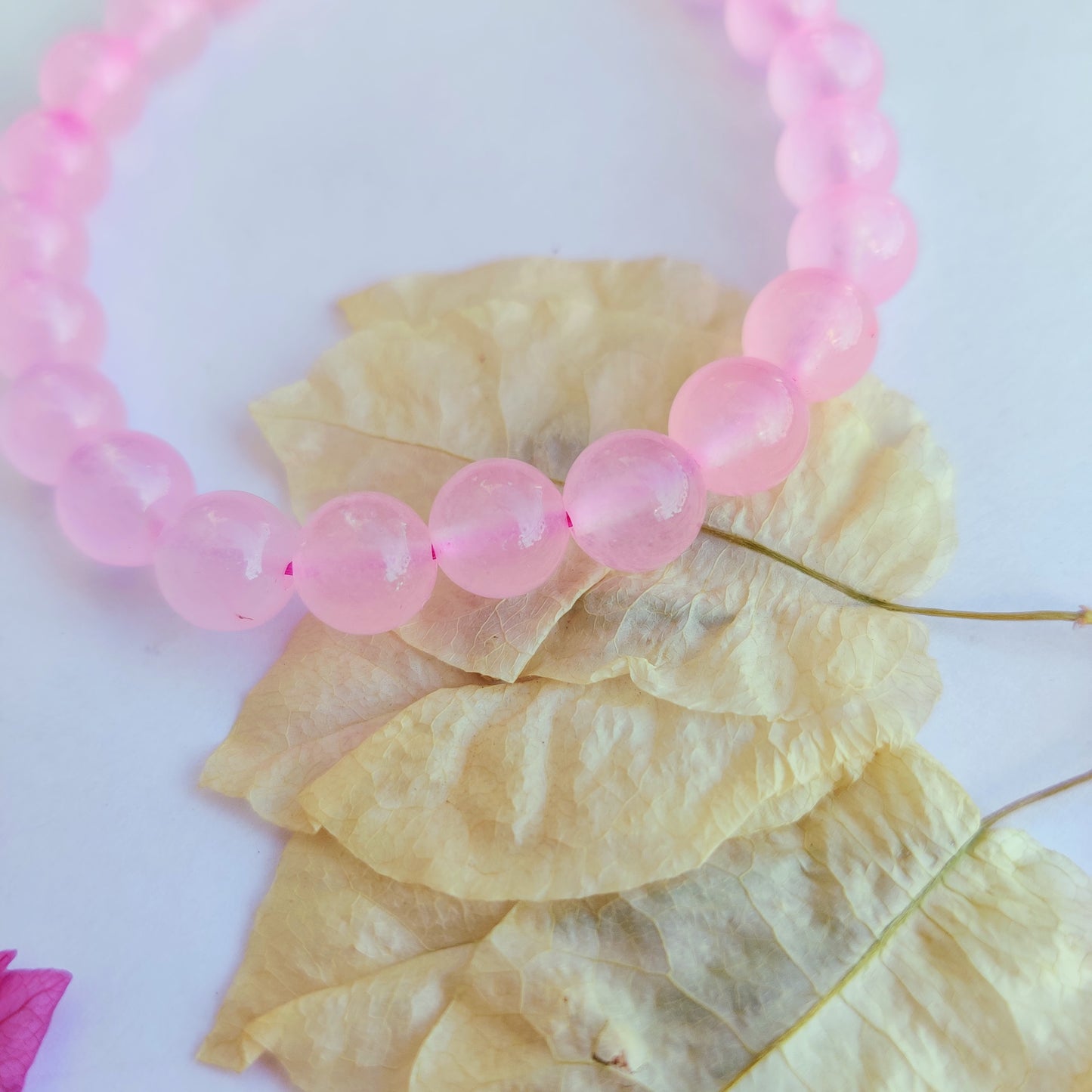 Rose Quartz Round Beads Bracelet - 8 mm