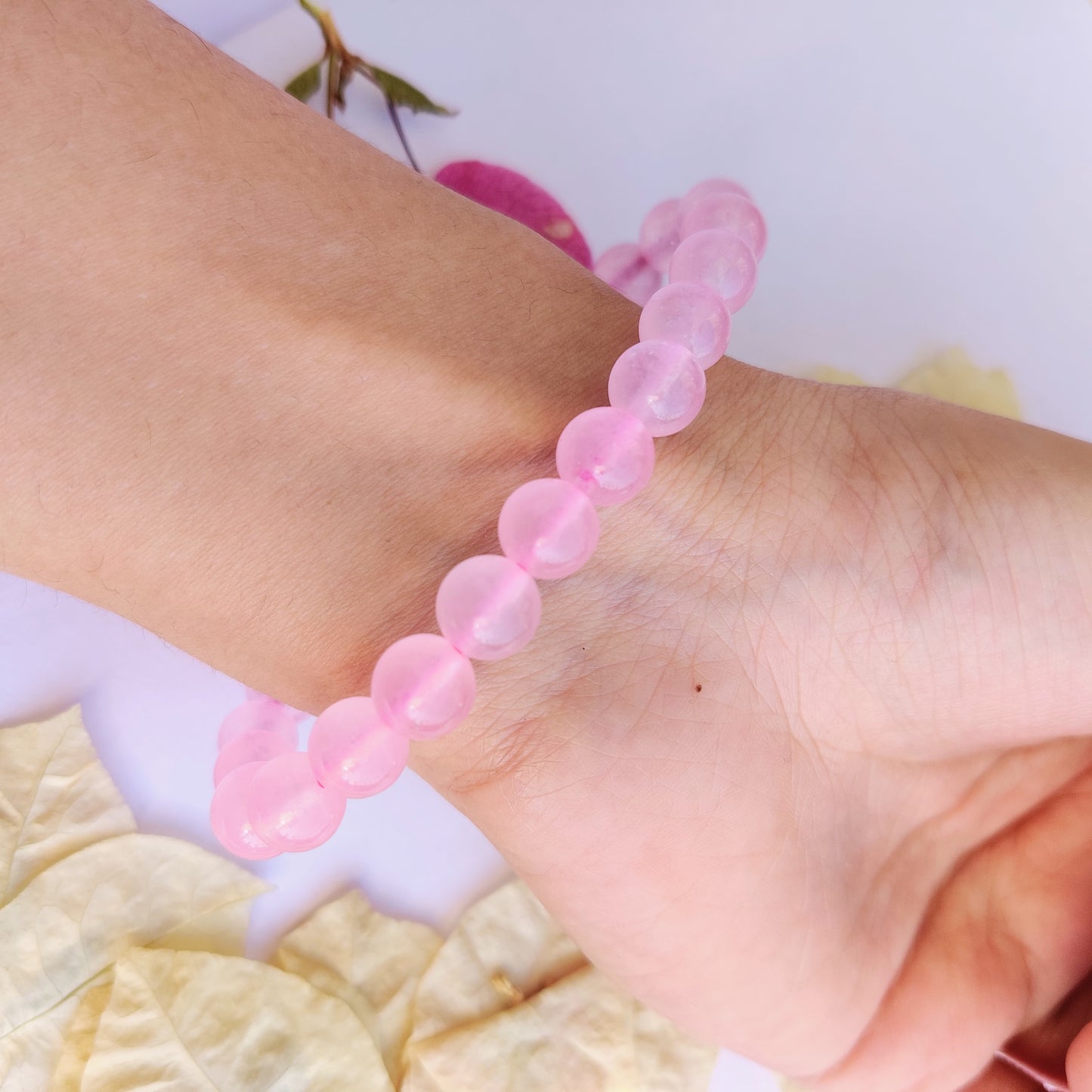 Rose Quartz Round Beads Bracelet - 8 mm