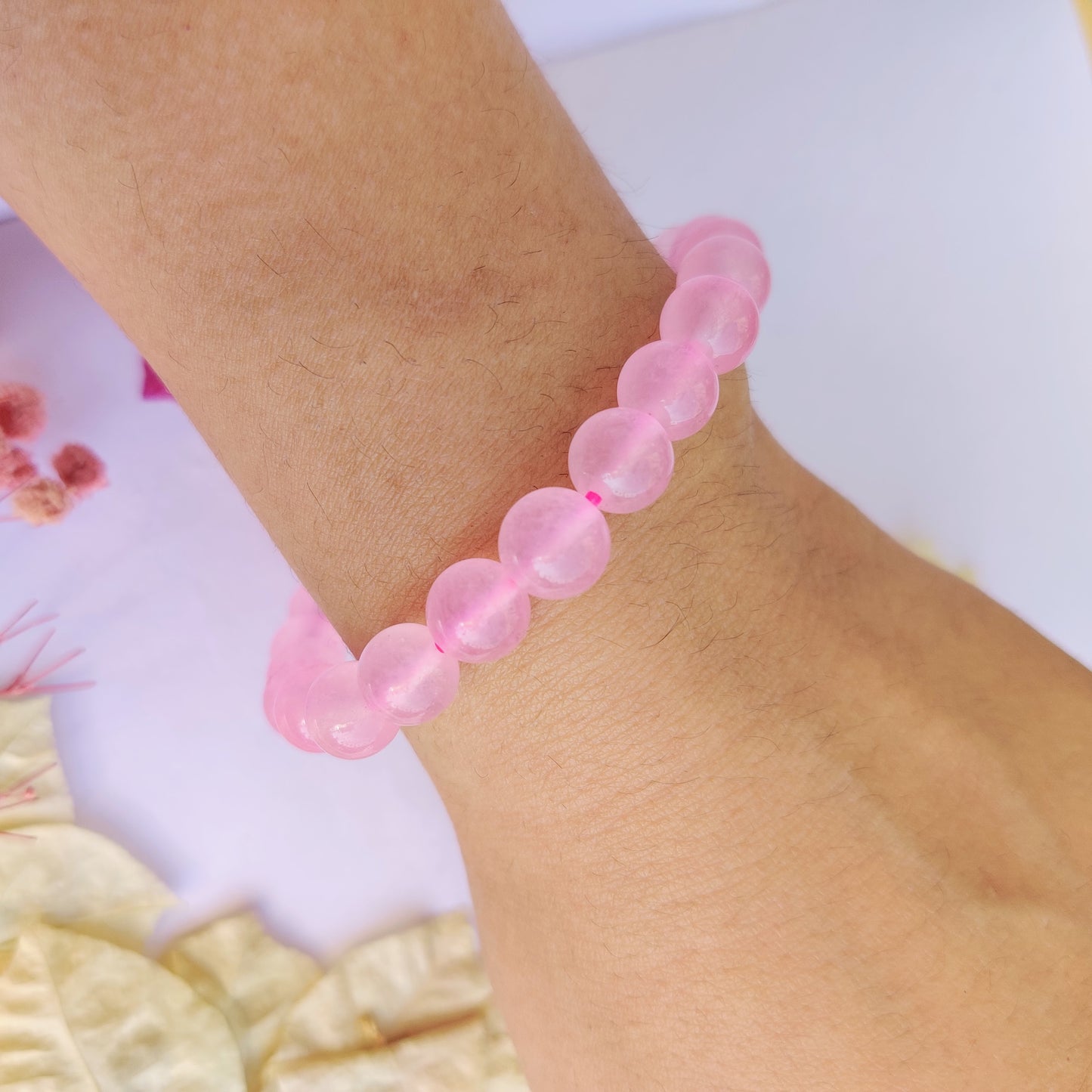 Rose Quartz Round Beads Bracelet - 8 mm