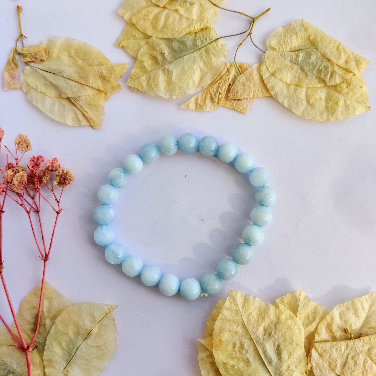 Aquamarine Round Beads Bracelet - 8mm