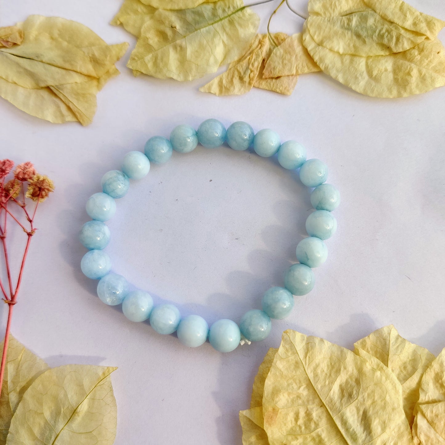 Aquamarine Round Beads Bracelet - 8mm