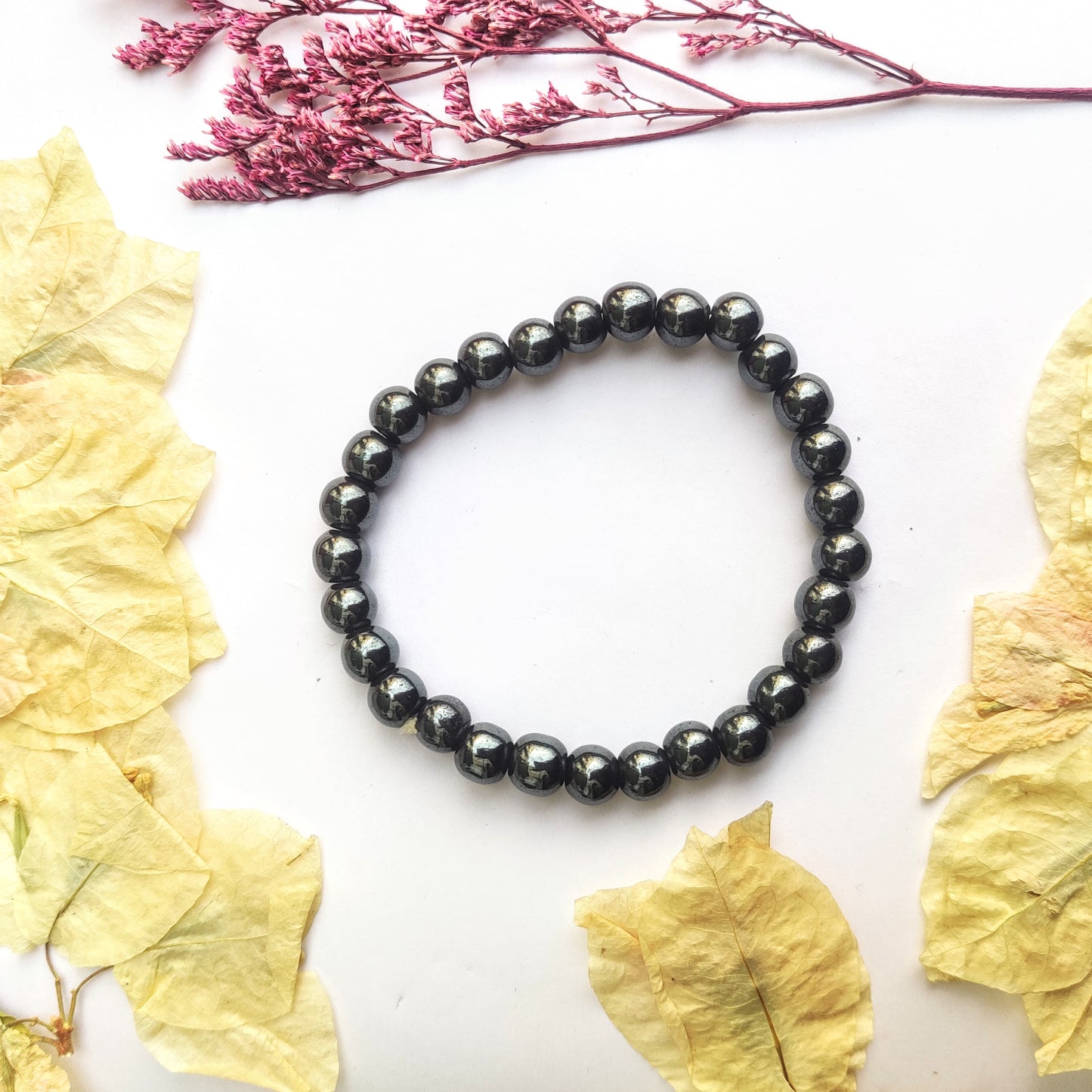 Hematite Round Beads Bracelet - 8 mm
