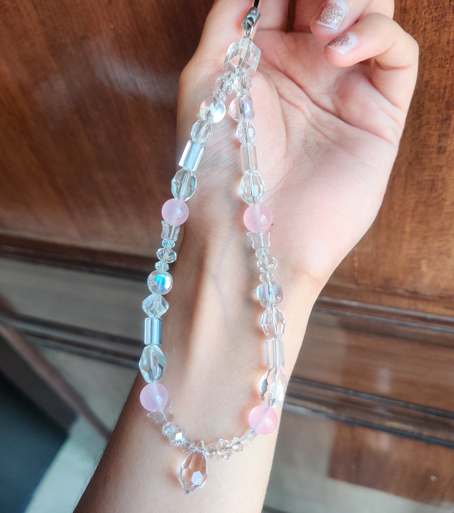 Pink Crystal Glass Suncatcher Phone Charm