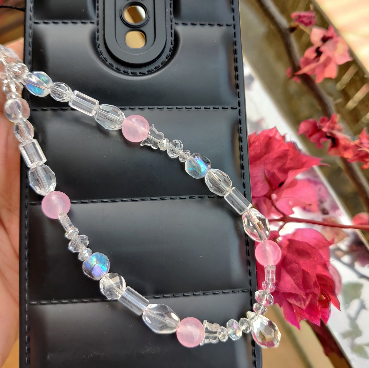 Pink Crystal Glass Suncatcher Phone Charm