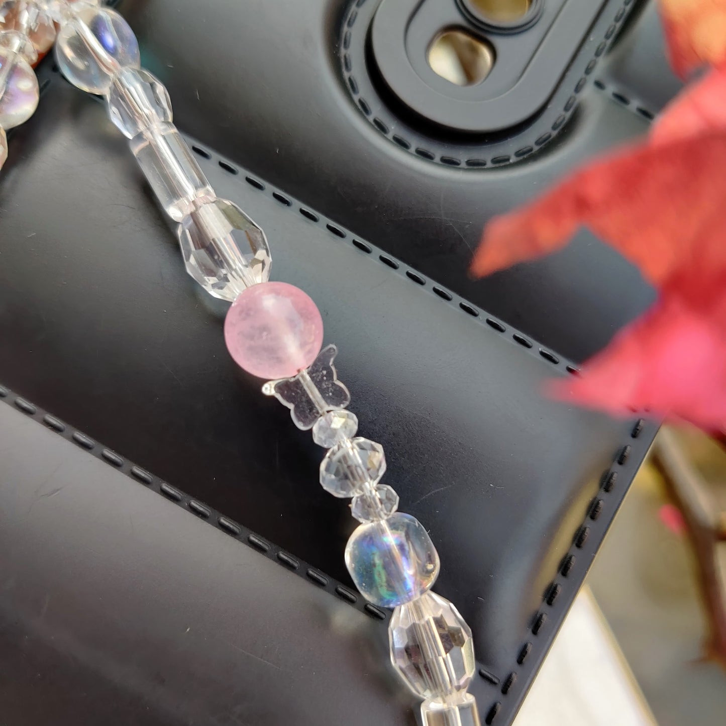 Pink Crystal Glass Suncatcher Phone Charm