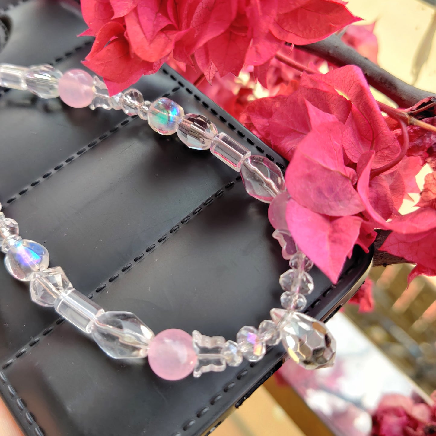 Pink Crystal Glass Suncatcher Phone Charm