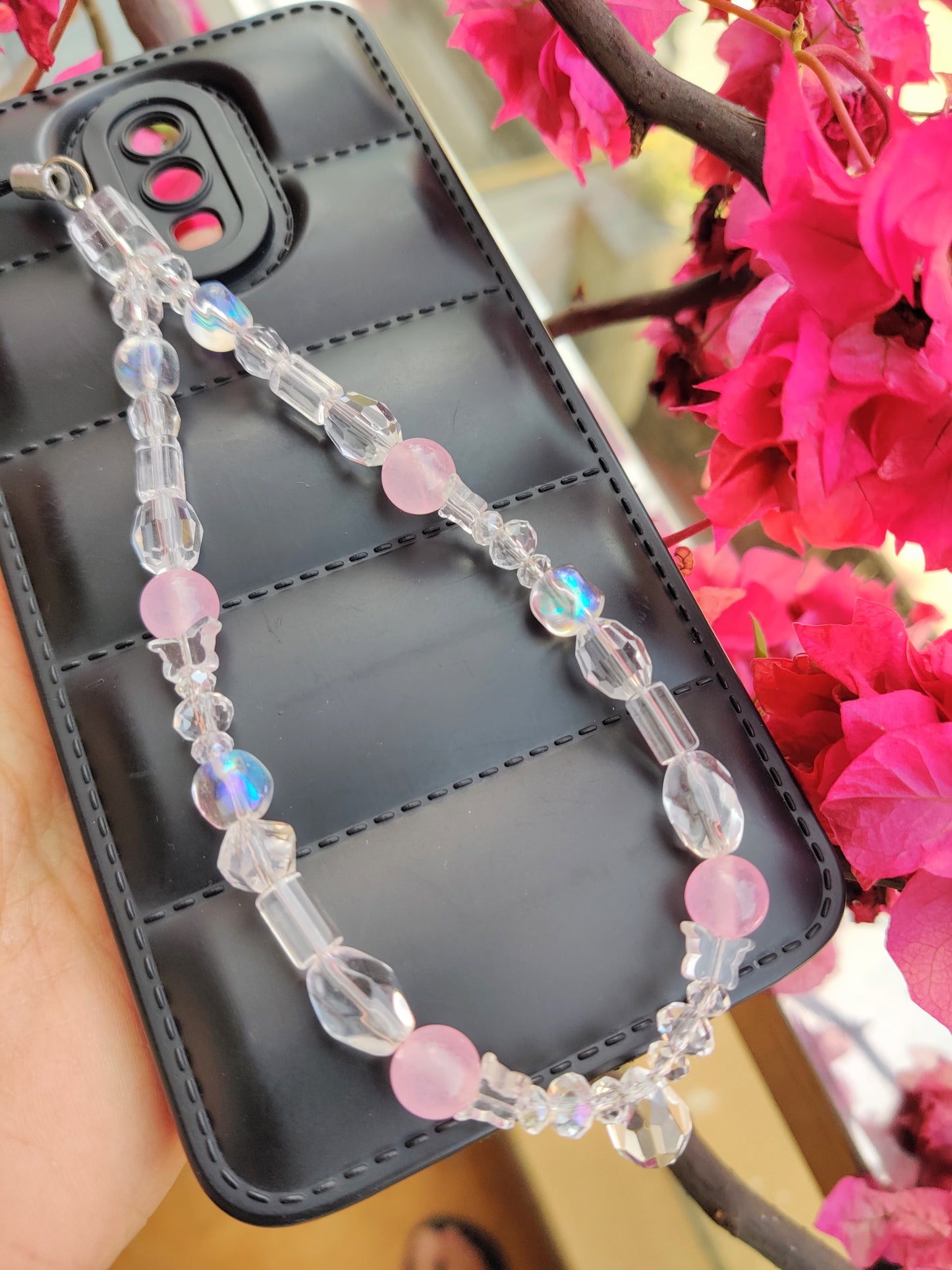 Pink Crystal Glass Suncatcher Phone Charm